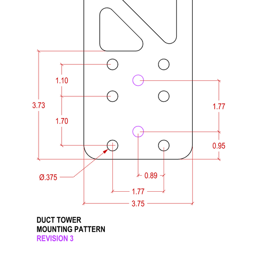 PDX CNC Duct Tower Mounting Pattern Drawing