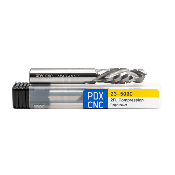 23-500C – 1/2 x 1.5" - Compression Spiral Chip Breaker 2 Flute Carbide End Mill