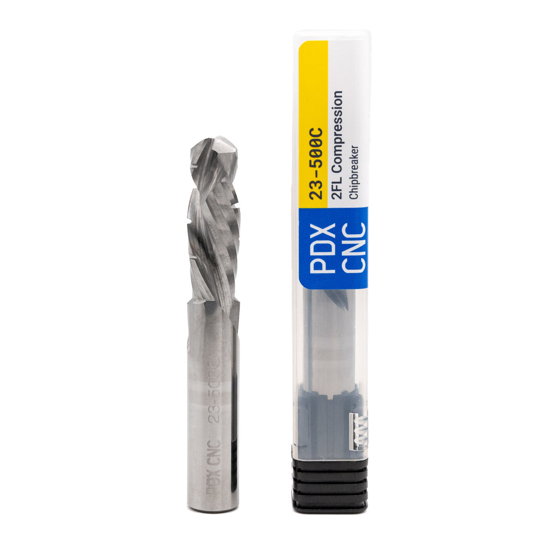 23-500C – 1/2 x 1.5" - Compression Spiral Chip Breaker 2 Flute Carbide End Mill